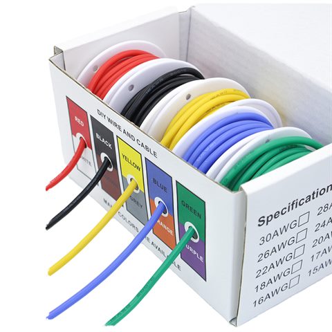 High Quality PVC Insulated Electronic Wire Kit 10m Each Roll 5 Colors 1007 for Electronic Cable Applications