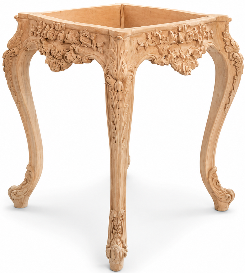 Hand-Carved Beech Wood Side Table – Handmade in Damietta