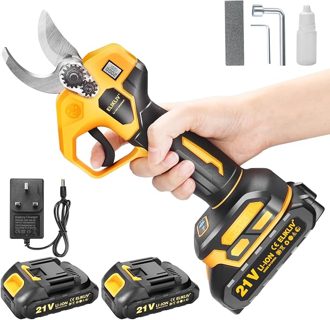 ELIKLIV 21V Battery Electric Scissors Cordless Pruning Shears Branch Cutter Pruning Garden Power Tools
