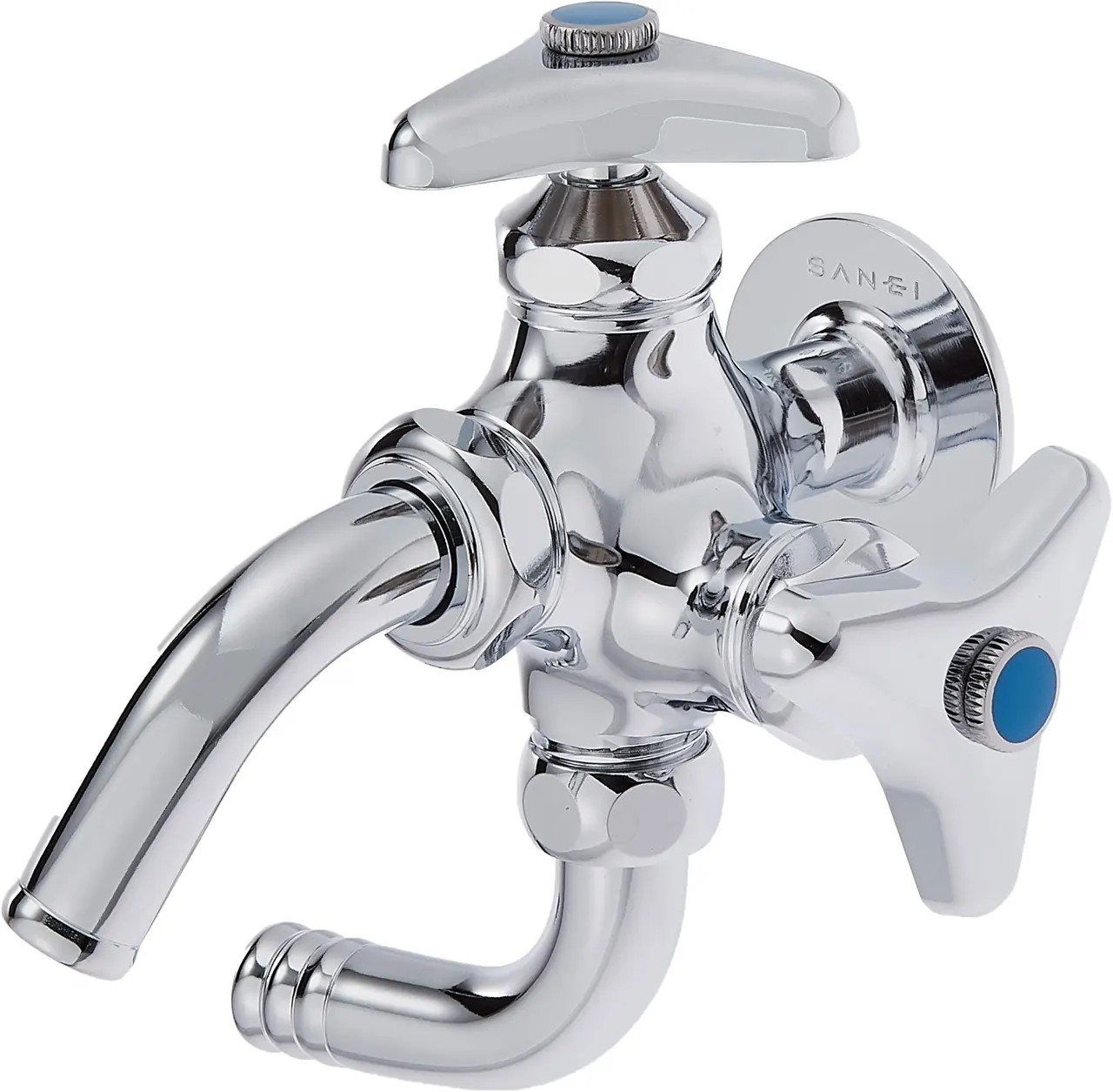 SANEI Dual-Outlet Tap with Hose Connector, 1/2 in (13 mm)